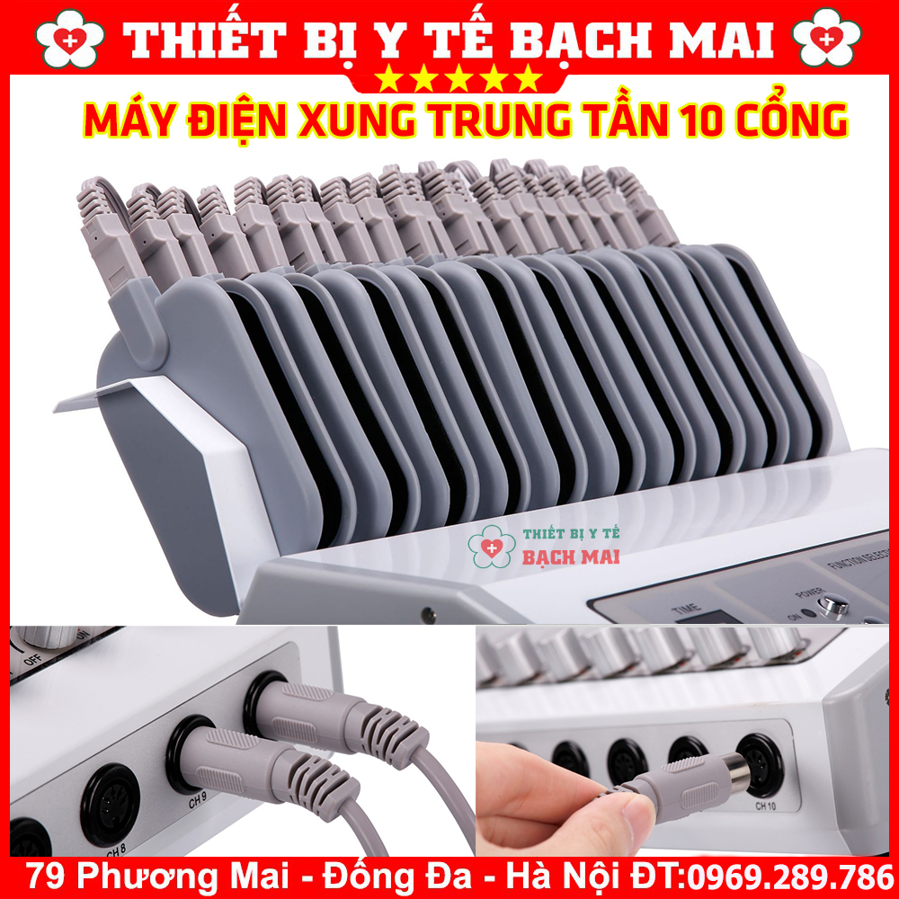 Máy Điện Xung 10 Đầu Ra - Màu Trắng Bạc Máy Điện Xung 10 Đầu Ra - Màu Trắng Bạc