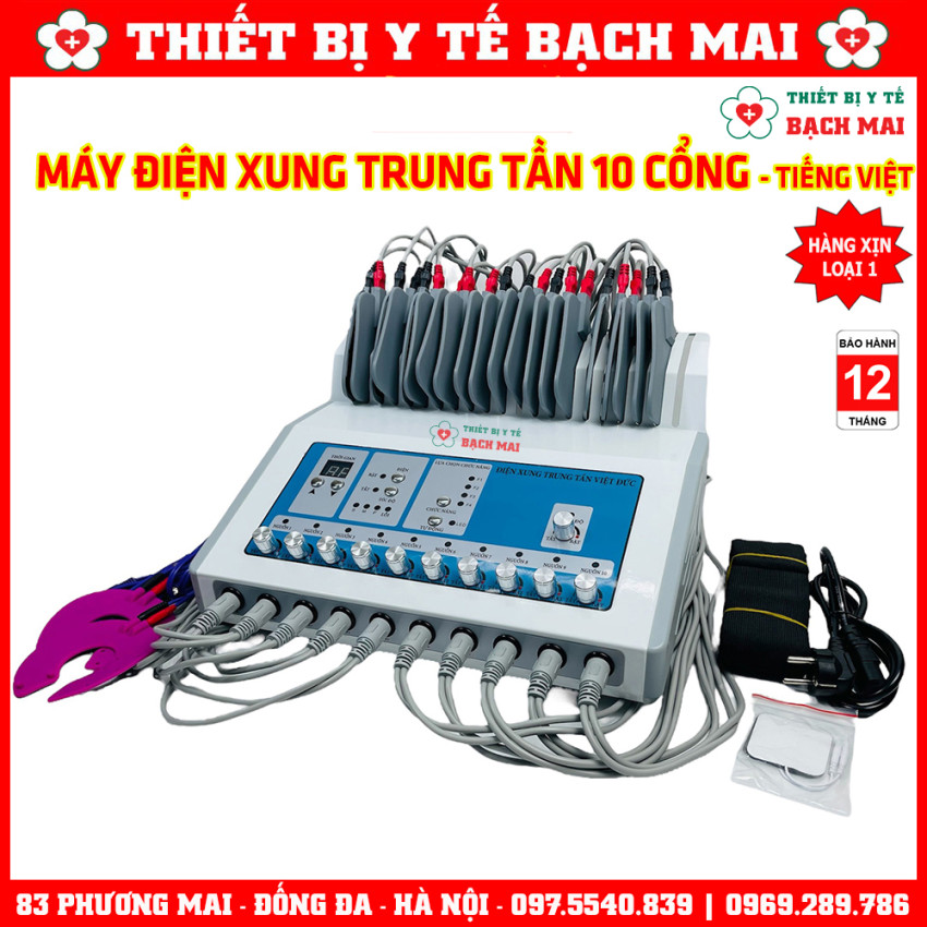Máy Điện Xung Trung Tần 10 Cổng Ra Có Tiếng Việt