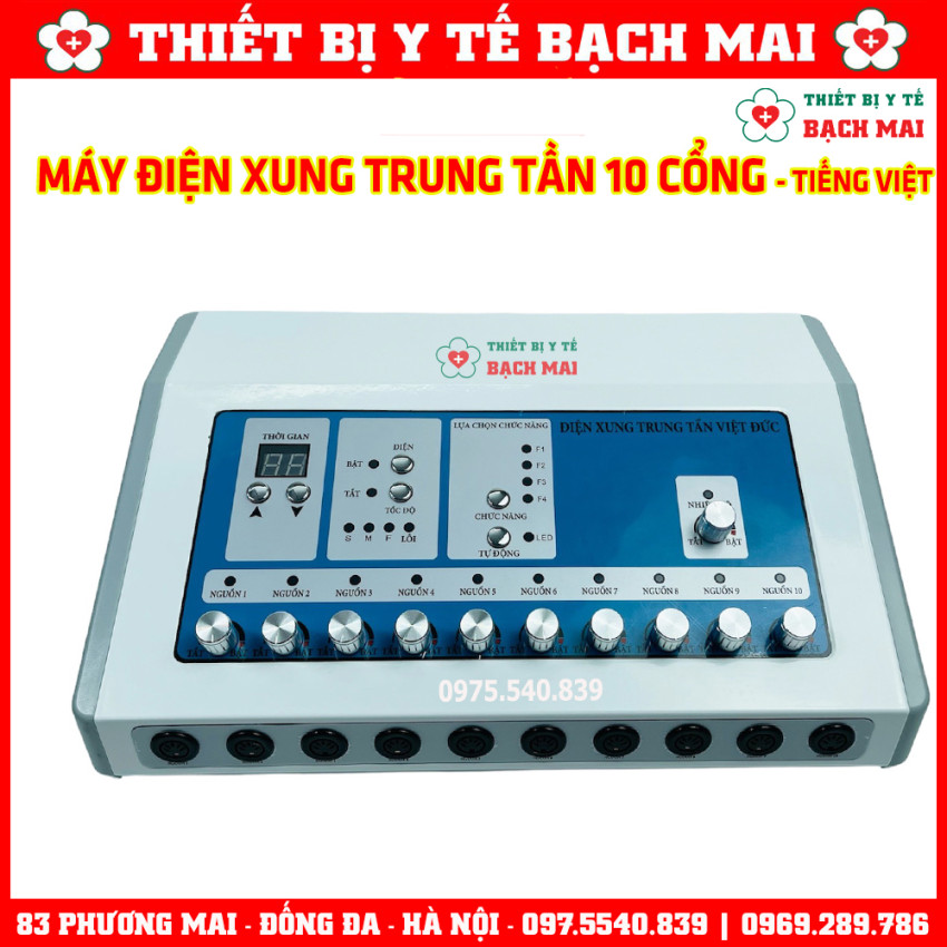 Máy Điện Xung Trung Tần 10 Cổng Ra Có Tiếng Việt