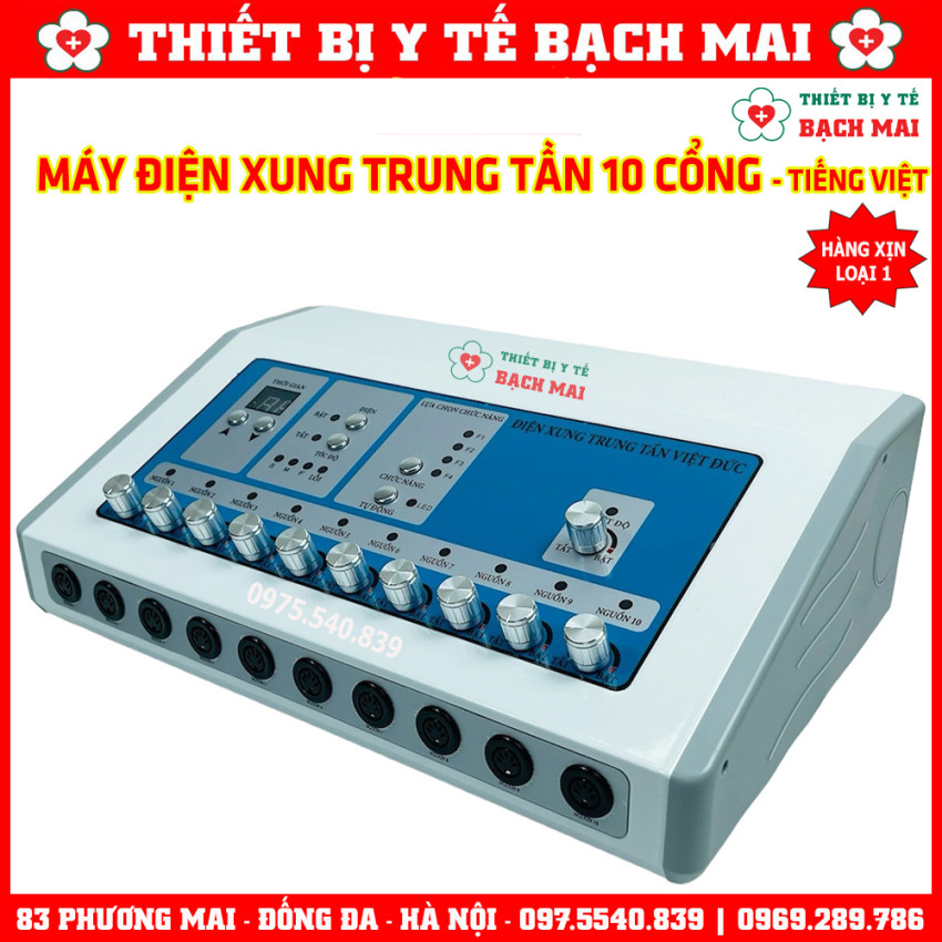 Máy Điện Xung Trung Tần 10 Cổng Ra Có Tiếng Việt