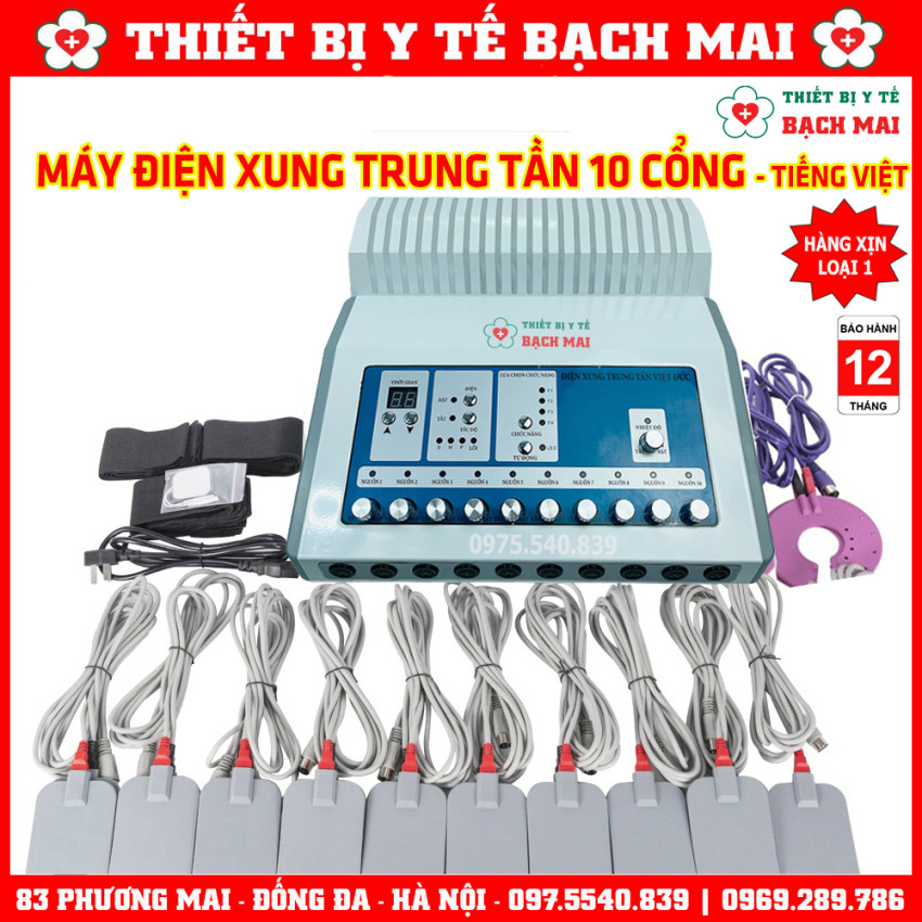 Máy Điện Xung Trung Tần 10 Cổng Ra Có Tiếng Việt