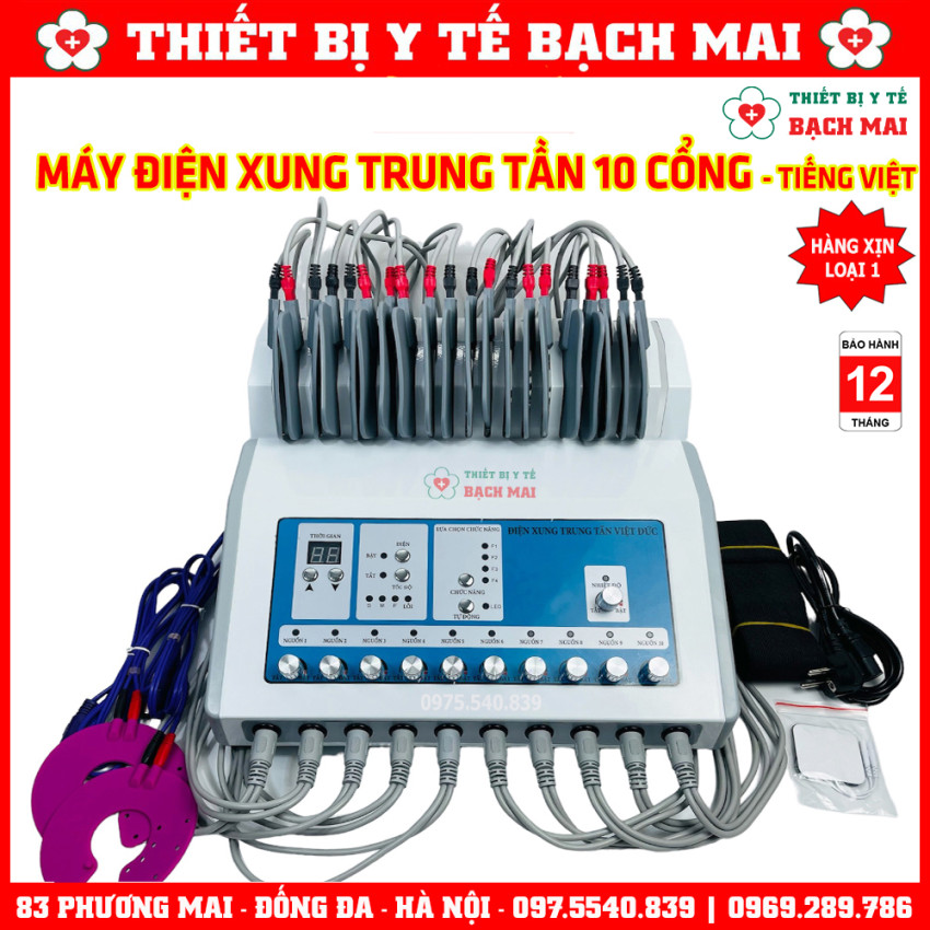Máy Điện Xung Trung Tần 10 Cổng Ra Có Tiếng Việt