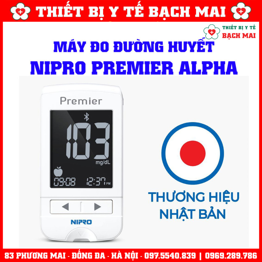 Máy Đo Đường Huyết NIPRO PREMIER ALPHA Nhật Bản, Chính Xác Cao 99,8%