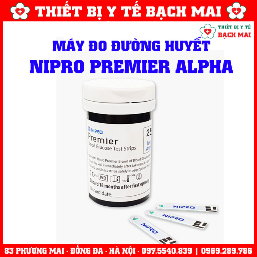 Máy Đo Đường Huyết NIPRO PREMIER ALPHA Nhật Bản, Chính Xác Cao 99,8%