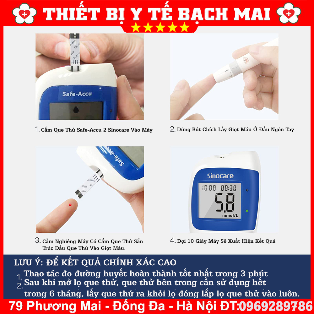 Máy Đo Đường Huyết Safe-Accu 2 SINOCARE + Tặng 50 Que Thử, 50 Kim Lấy Máu Máy Đo Đường Huyết Safe-Accu 2 SINOCARE + Tặng 50 Que Thử, 50 Kim Lấy Máu