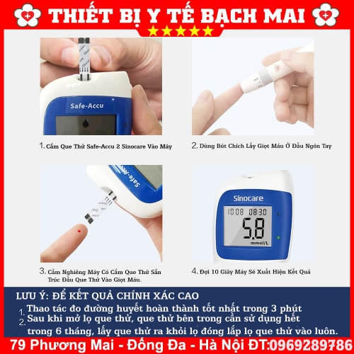 Máy Đo Đường Huyết Safe-Accu 2 SINOCARE + Tặng 50 Que Thử, 50 Kim Lấy Máu Máy Đo Đường Huyết Safe-Accu 2 SINOCARE + Tặng 50 Que Thử, 50 Kim Lấy Máu