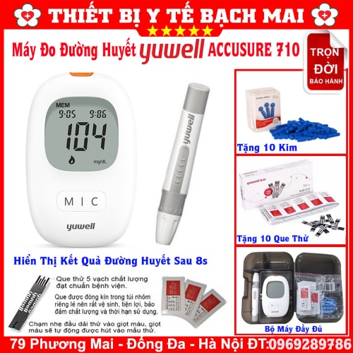 Máy Đo Đường Huyết Yuwell Accusure 710 [Tặng 10 Que Thử + 10 Kim Lấy Máu]