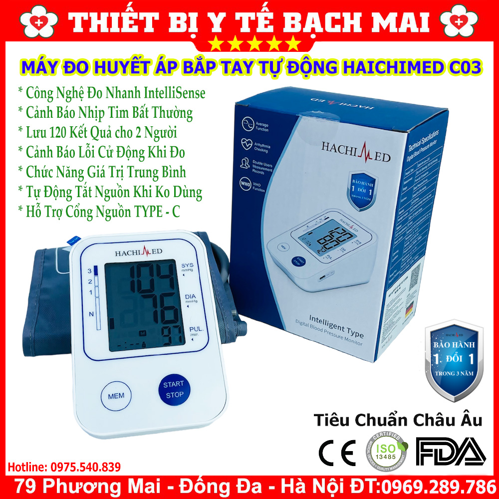 Máy Đo Huyết Áp Bắp Tay HACHIMED C03 Máy Đo Huyết Áp Bắp Tay HACHIMED C03