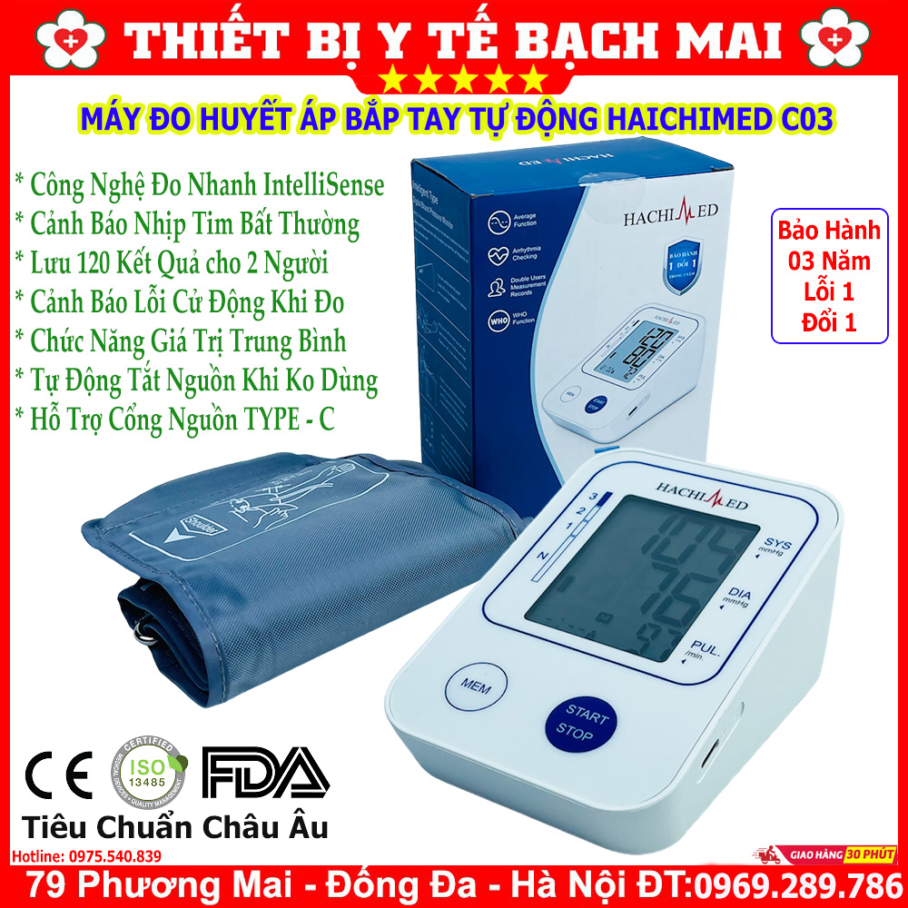 Máy Đo Huyết Áp Bắp Tay HACHIMED C03 Máy Đo Huyết Áp Bắp Tay HACHIMED C03