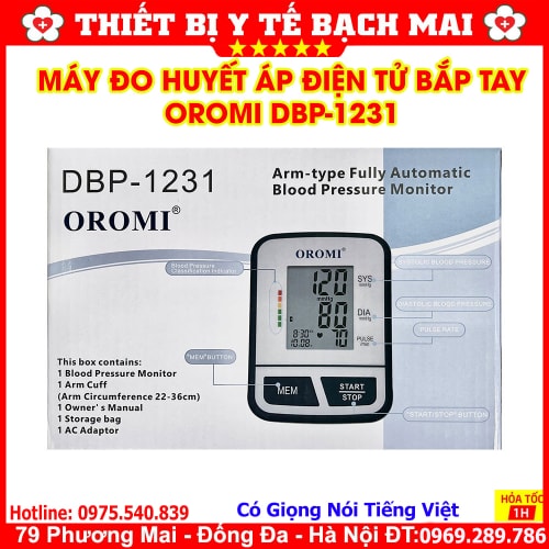 Máy Đo Huyết Áp Điện Tử Bắp Tay OROMI DBP-1231 Có Giọng Nói Tiếng Việt Máy Đo Huyết Áp Điện Tử Bắp Tay OROMI DBP-1231 Có Giọng Nói Tiếng Việt