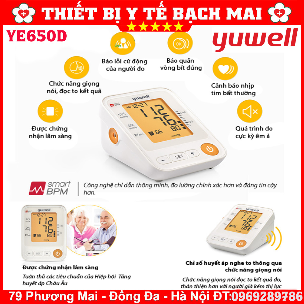 Máy Đo Huyết Áp Giọng Nói Yuwell YE650D Máy Đo Huyết Áp Giọng Nói Yuwell YE650D