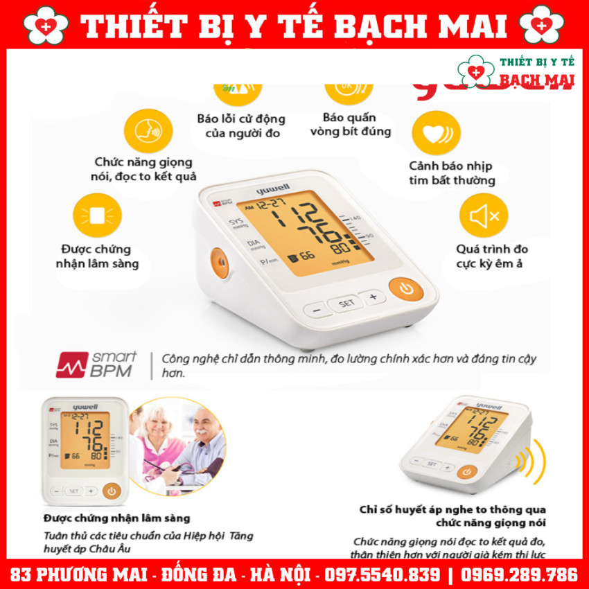 Máy Đo Huyết Áp Giọng Nói Yuwell YE650D