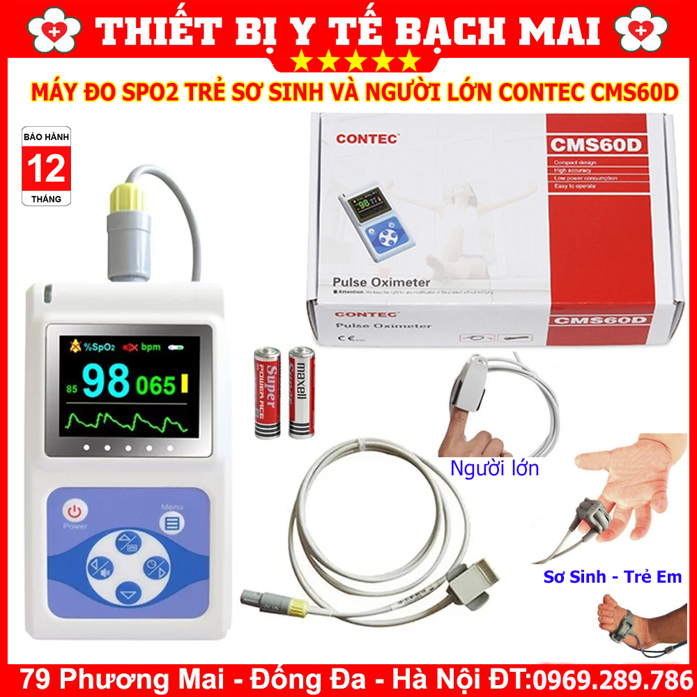 Máy Đo SPO2 Trẻ Sơ Sinh - Máy Đo Nồng Độ Oxy Cầm Tay Có Dây CONTEC CMS60D Cho Trẻ Sơ Sinh, Trẻ Em, Người Lớn Máy Đo SPO2 Trẻ Sơ Sinh - Máy Đo Nồng Độ Oxy Cầm Tay Có Dây CONTEC CMS60D Cho Trẻ Sơ Sinh, Trẻ Em, Người Lớn