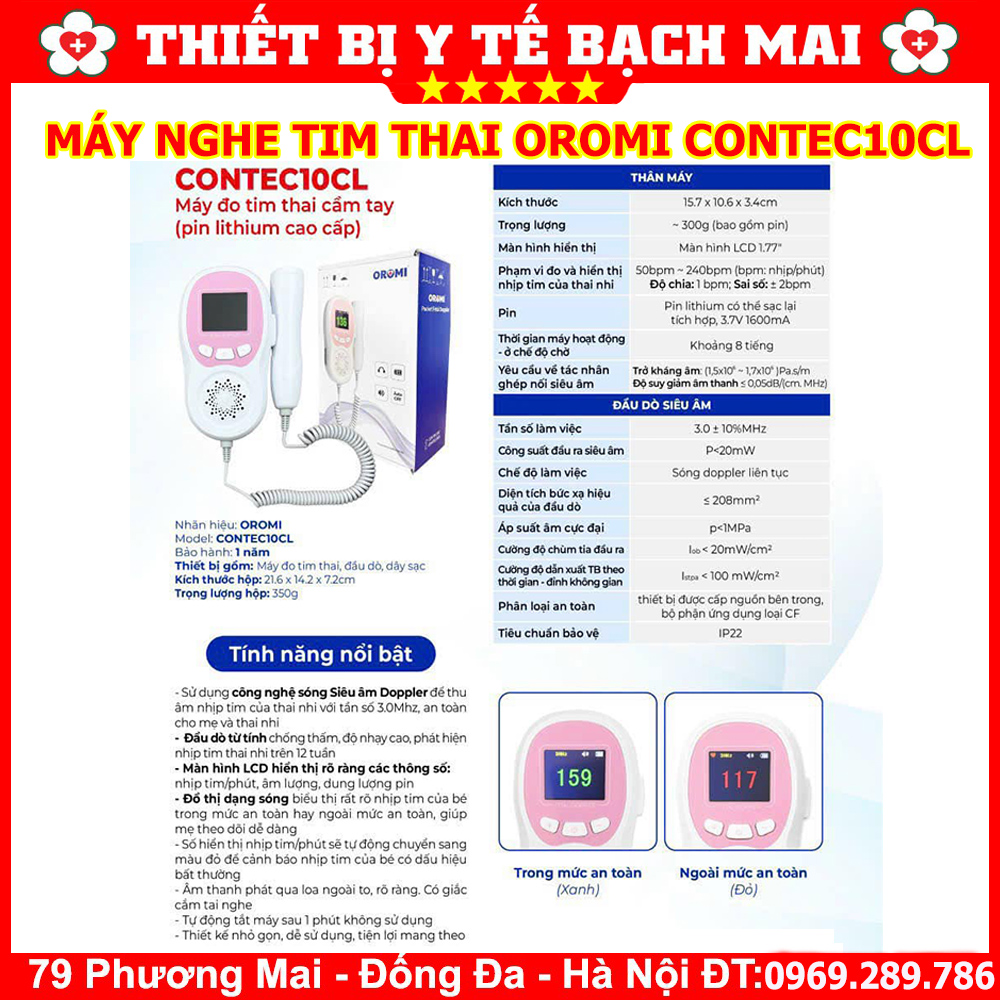 Máy Đo Tim Thai OROMI CONTEC10CL Cầm Tay Tại Nhà Máy Đo Tim Thai OROMI CONTEC10CL Cầm Tay Tại Nhà