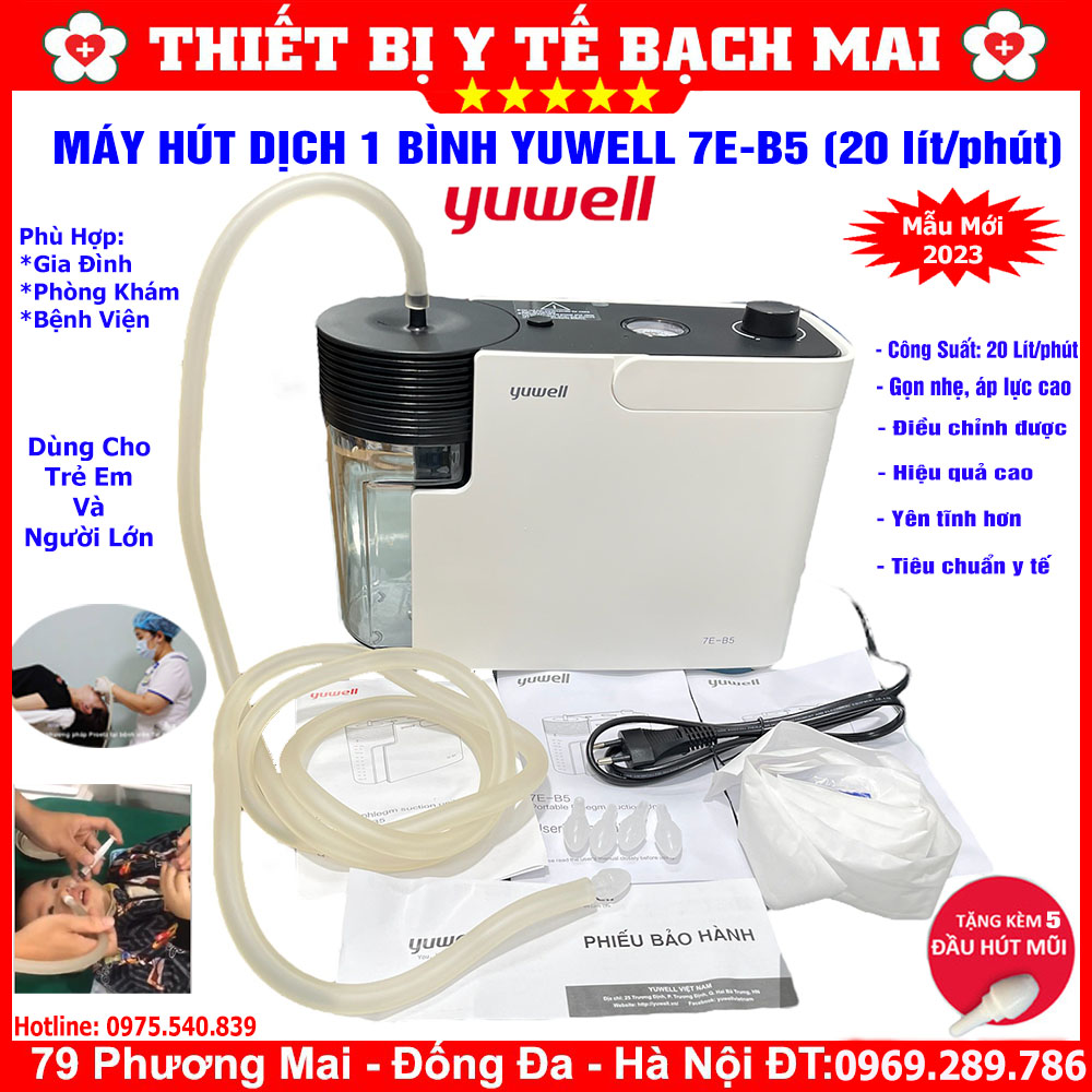 Máy Hút Dịch Mũi Họng Đờm 1 Bình YUWELL 7E-B5 Công Suất Lớn 20 Lít/phút Máy Hút Dịch Mũi Họng Đờm 1 Bình YUWELL 7E-B5 Công Suất Lớn 20 Lít/phút