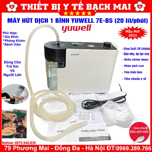 Máy Hút Dịch Mũi Họng Đờm 1 Bình YUWELL 7E-B5 Công Suất Lớn 20 Lít/phút Máy Hút Dịch Mũi Họng Đờm 1 Bình YUWELL 7E-B5 Công Suất Lớn 20 Lít/phút