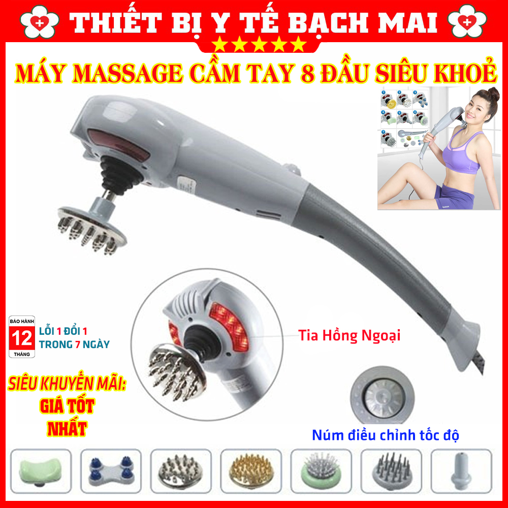 Máy Massage Cầm Tay 8 Đầu Có Đèn Hồng Ngoại KING MASSAGER Máy Massage Cầm Tay 8 Đầu Có Đèn Hồng Ngoại KING MASSAGER