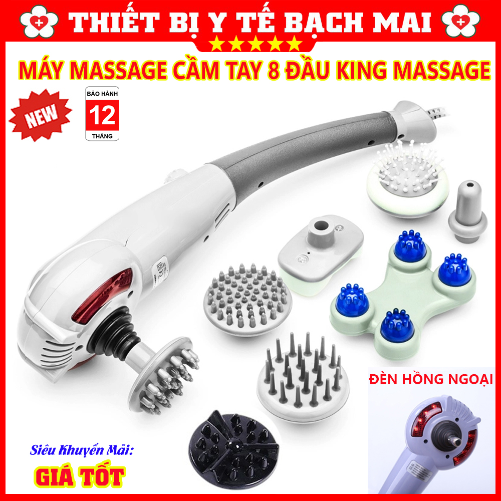 Máy Massage Cầm Tay 8 Đầu Có Đèn Hồng Ngoại KING MASSAGER Máy Massage Cầm Tay 8 Đầu Có Đèn Hồng Ngoại KING MASSAGER