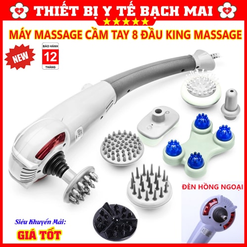 Máy Massage Cầm Tay 8 Đầu Có Đèn Hồng Ngoại KING MASSAGER Máy Massage Cầm Tay 8 Đầu Có Đèn Hồng Ngoại KING MASSAGER