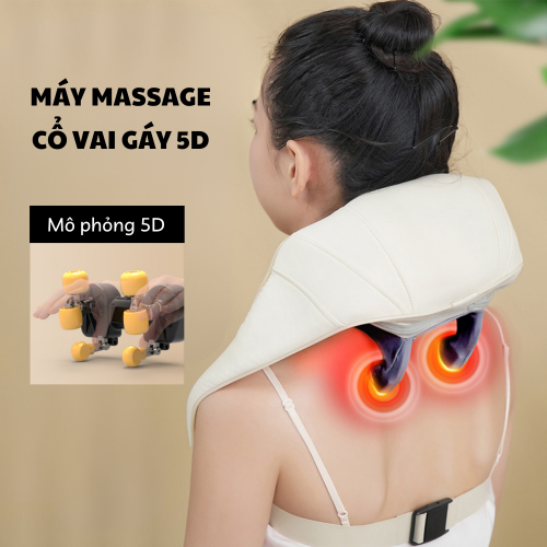 Đai Massage Cổ vai Gáy 5D - Máy Mát Xa Giúp Giảm Đau Mỏi Toàn Thân Tự Động, Thư Giãn, Lưu Thông Khí Huyết