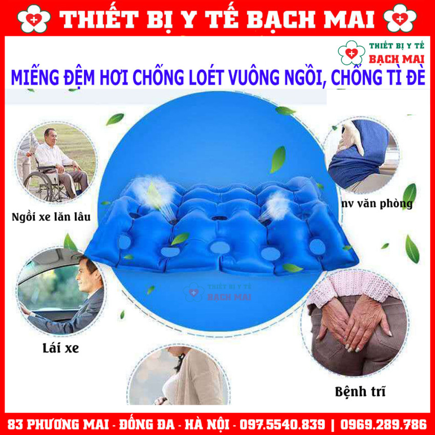 Miếng Lót Đệm Hơi Chống Loét Ngồi Lâu, Phao Hơi Vuông Chống Loét, Chống Tì Đè