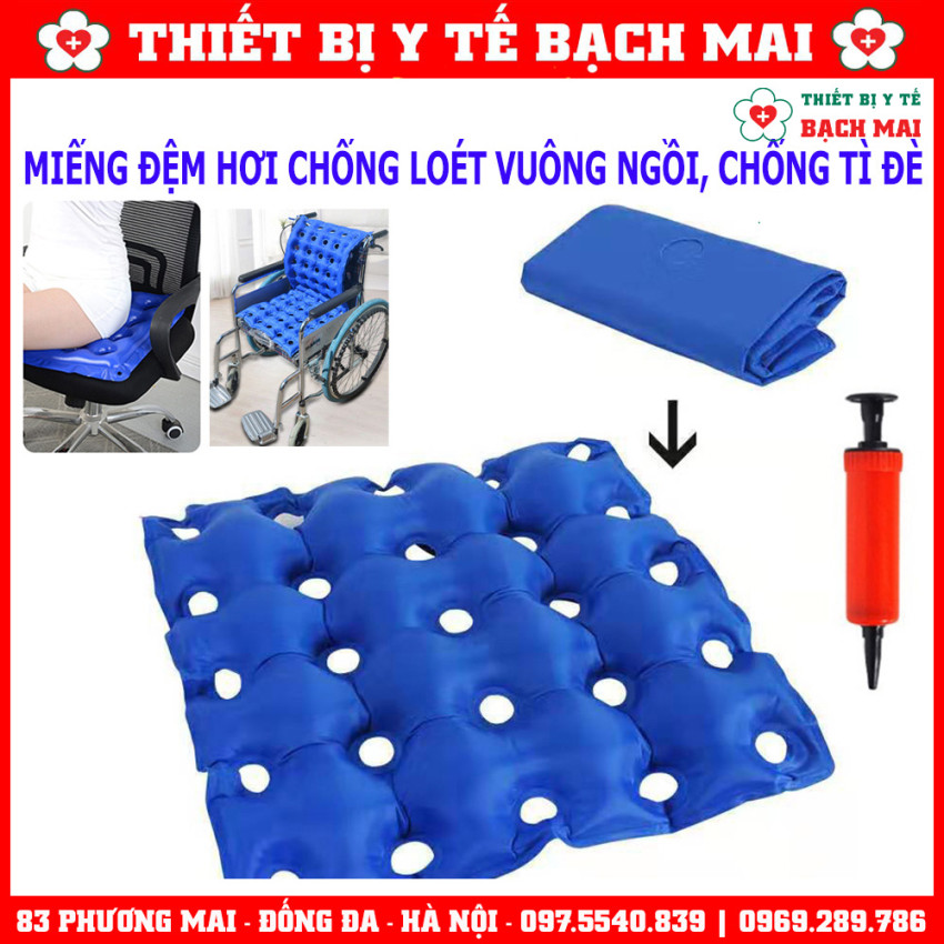Miếng Lót Đệm Hơi Chống Loét Ngồi Lâu, Phao Hơi Vuông Chống Loét, Chống Tì Đè