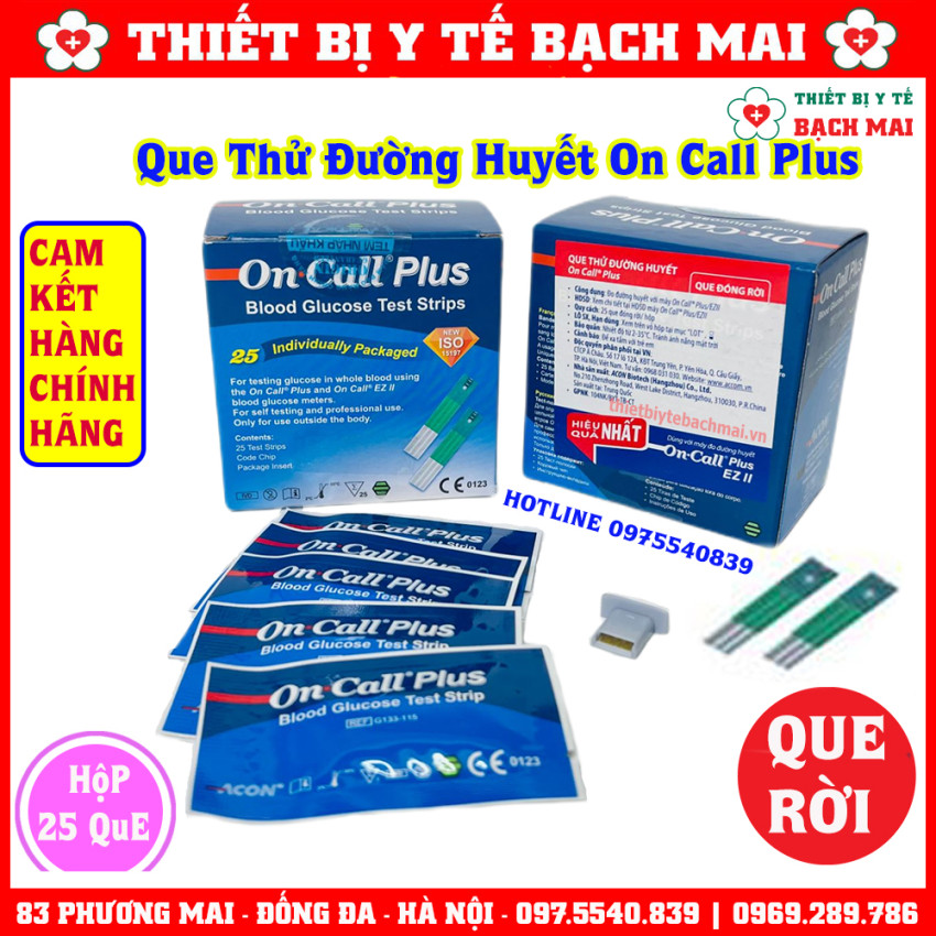Que Thử Đường Huyết On Call Plus Hộp 25 Que Chính Hãng