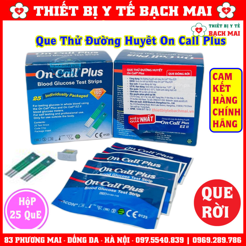 Que Thử Đường Huyết On Call Plus Hộp 25 Que Chính Hãng