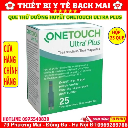 Que Thử Đường Huyết OneTouch Ultra Plus Flex Hộp 25 Que Chính Hãng