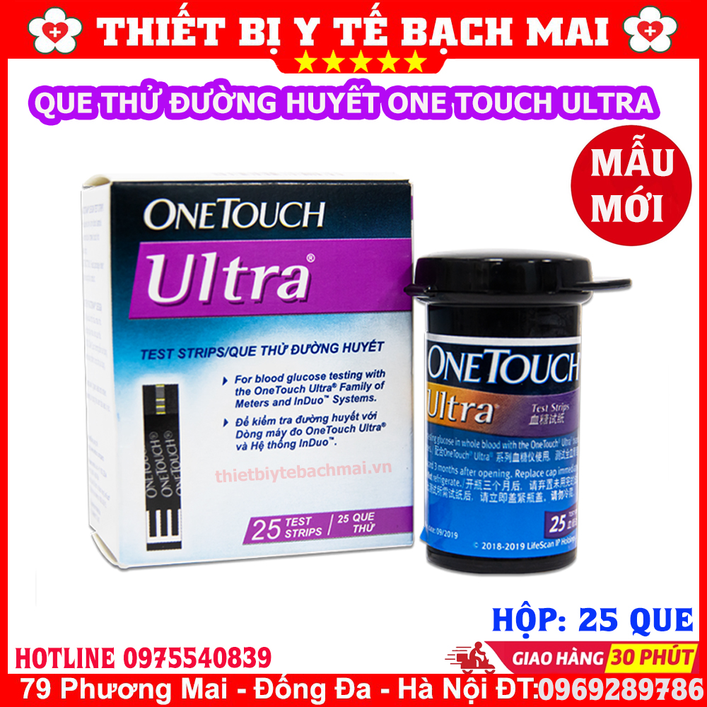 Que Thử Đường Huyết OneTouch Ultra Hộp 25 Que Chính Hãng Que Thử Đường Huyết OneTouch Ultra Hộp 25 Que Chính Hãng