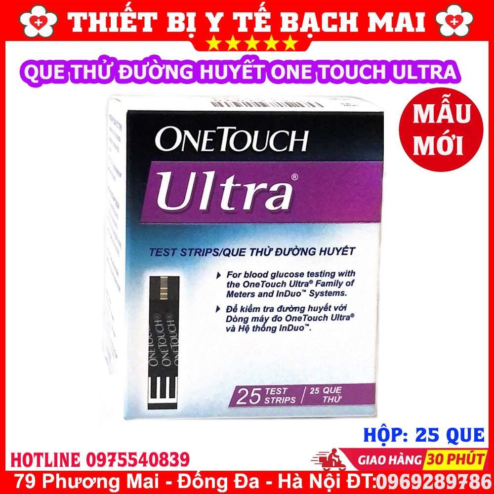 Que Thử Đường Huyết OneTouch Ultra Hộp 25 Que Chính Hãng Que Thử Đường Huyết OneTouch Ultra Hộp 25 Que Chính Hãng