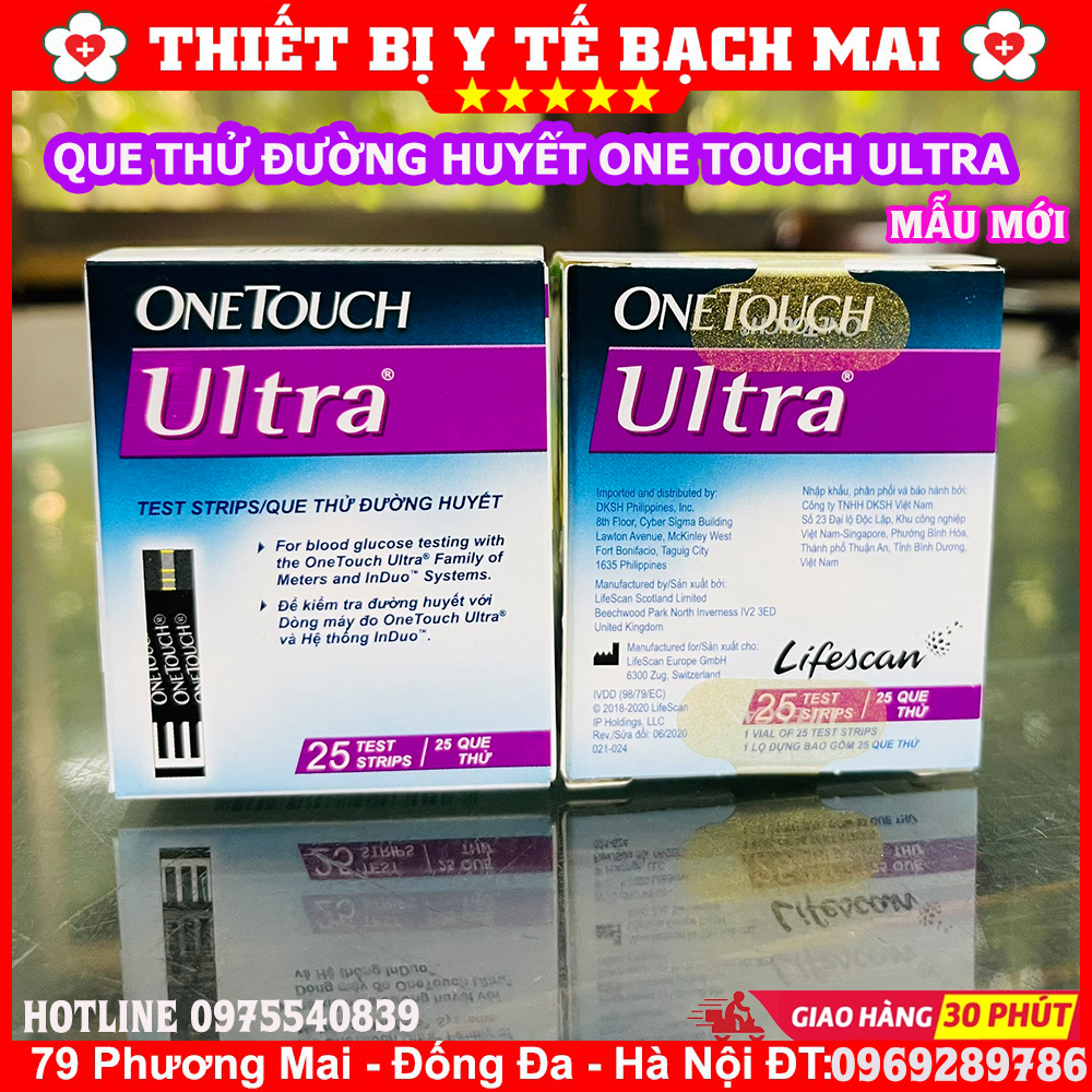Que Thử Đường Huyết OneTouch Ultra Hộp 25 Que Chính Hãng Que Thử Đường Huyết OneTouch Ultra Hộp 25 Que Chính Hãng