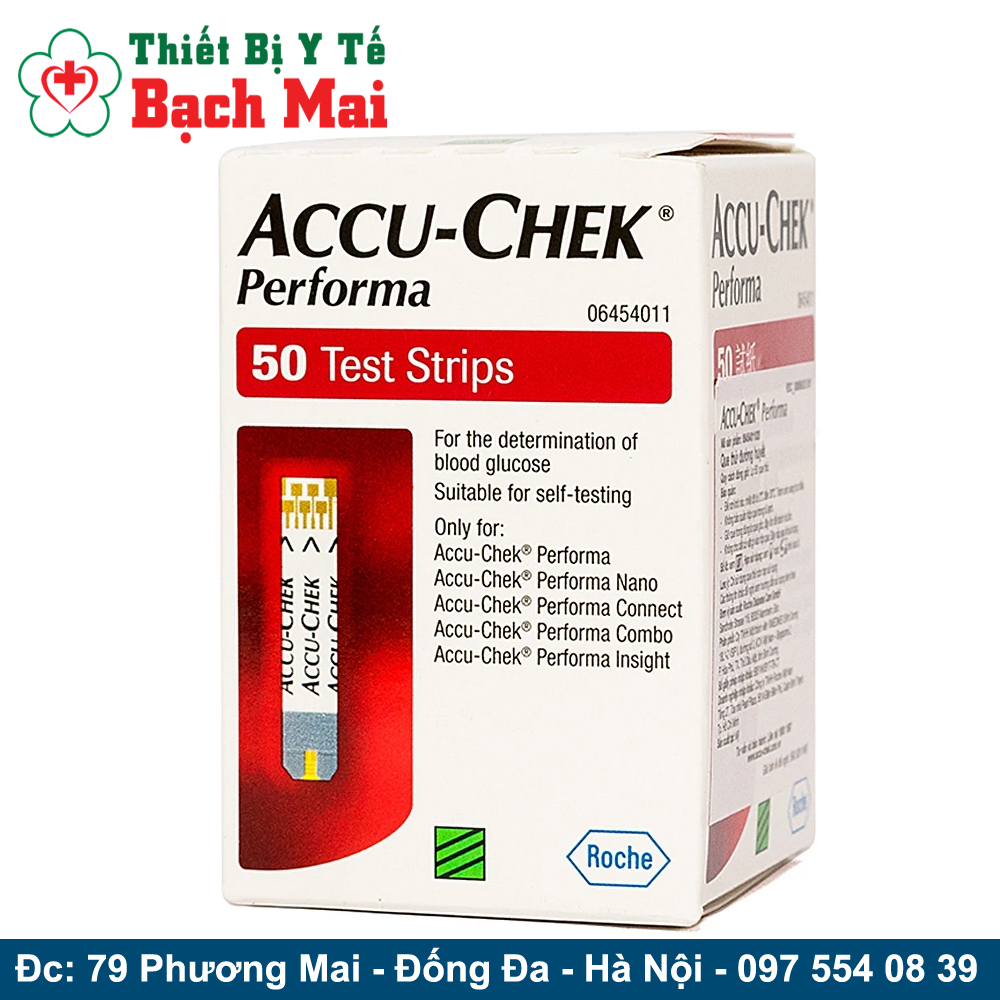 Que Thử Đường Huyết Accu Chek Performa Hộp 50 Que Dùng Cho Máy Đo Tiểu Đường, Đường Huyết