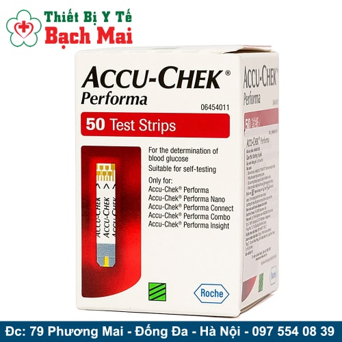 Que Thử Đường Huyết Accu Chek Performa Hộp 50 Que Dùng Cho Máy Đo Tiểu Đường, Đường Huyết