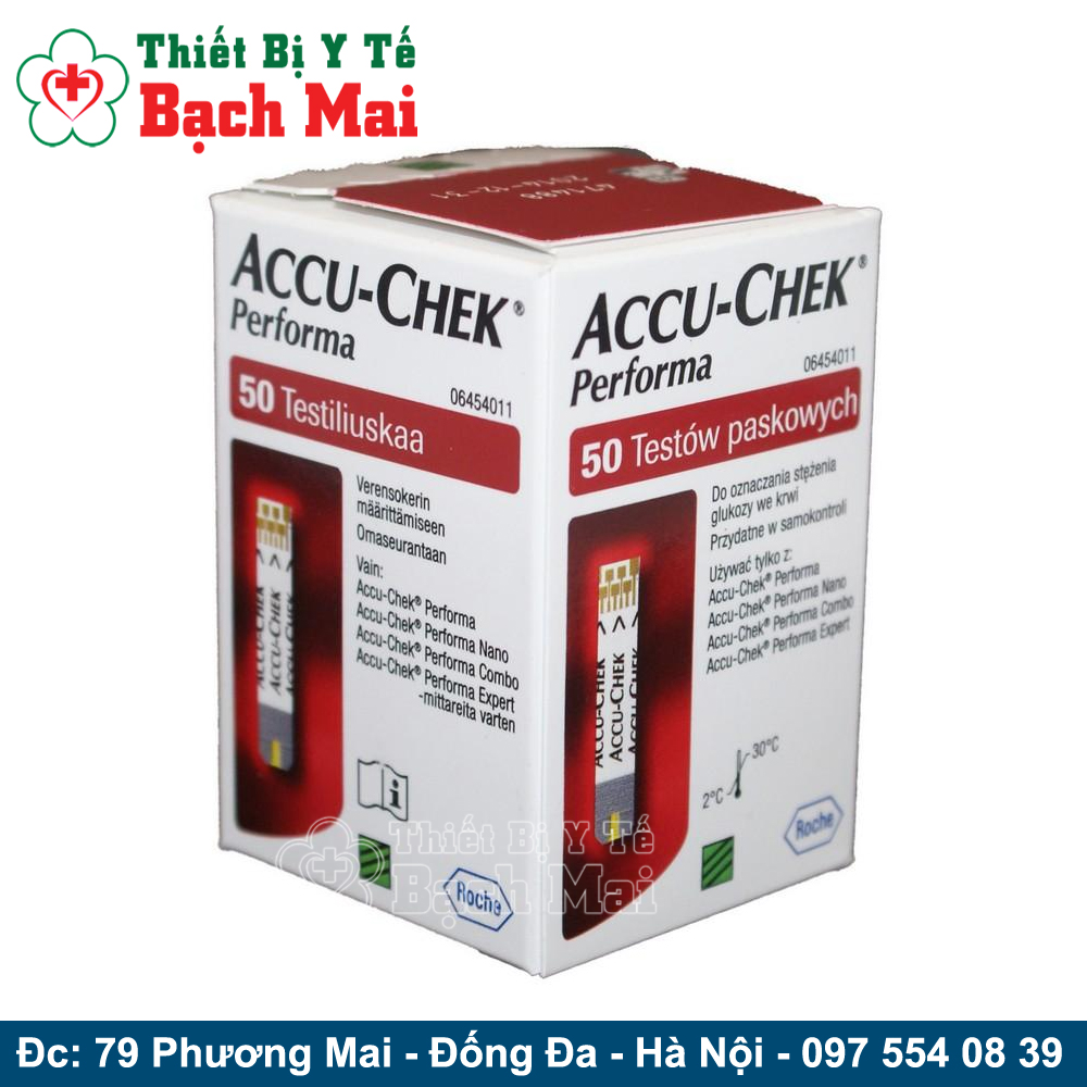 Que Thử Đường Huyết Accu Chek Performa Hộp 50 Que Dùng Cho Máy Đo Tiểu Đường, Đường Huyết