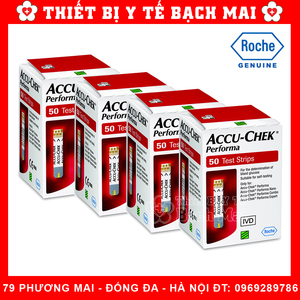 Que Thử Đường Huyết Accu Chek Performa Hộp 50 Que Dùng Cho Máy Đo Tiểu Đường, Đường Huyết