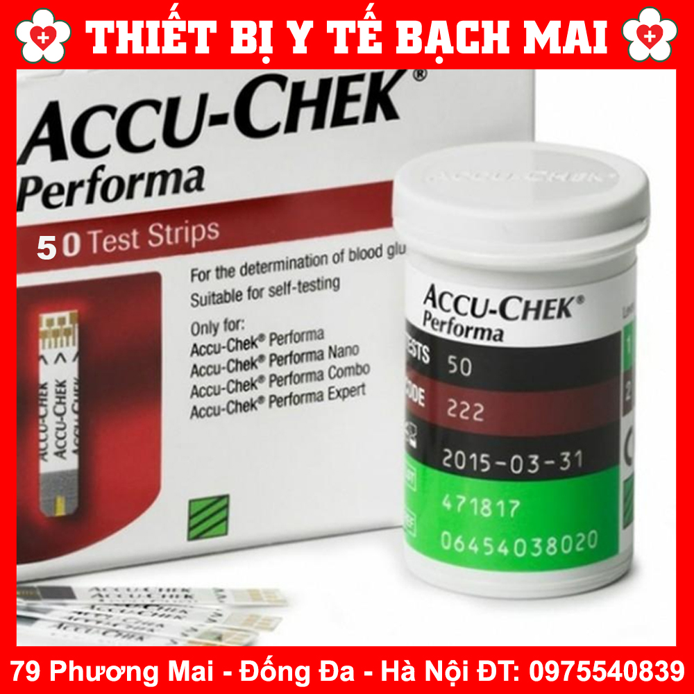 Que Thử Đường Huyết Accu Chek Performa Hộp 50 Que Dùng Cho Máy Đo Tiểu Đường, Đường Huyết