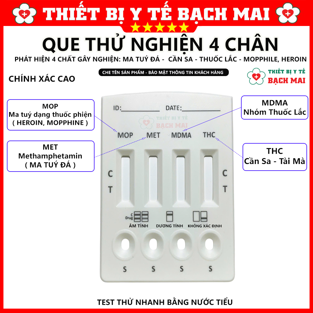 Que Thử Ma Tuý 4 Chân - Test Nhanh 4 Chất Gây Nghiện Bằng Nước Tiểu Que Thử Ma Tuý 4 Chân - Test Nhanh 4 Chất Gây Nghiện Bằng Nước Tiểu