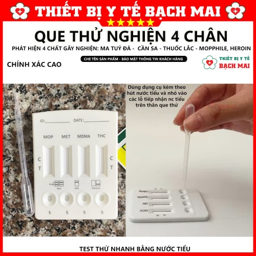 Que Thử Ma Tuý 4 Chân - Test Nhanh 4 Chất Gây Nghiện Bằng Nước Tiểu Que Thử Ma Tuý 4 Chân - Test Nhanh 4 Chất Gây Nghiện Bằng Nước Tiểu