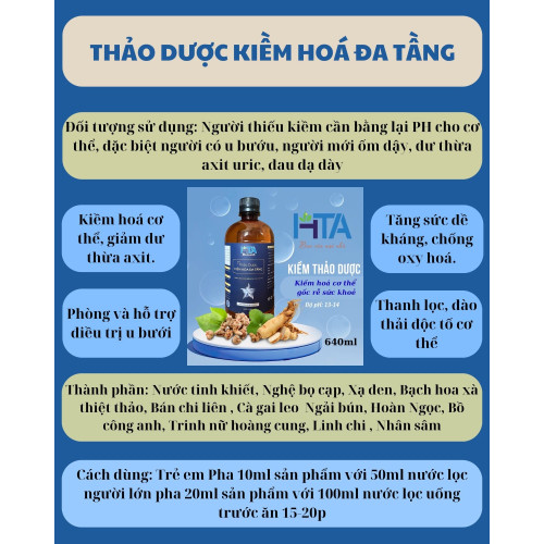Thảo Dược Kiềm Hóa Đa Tầng HTA 640ml – Kiềm Thảo Dược HTA Chính Hãng