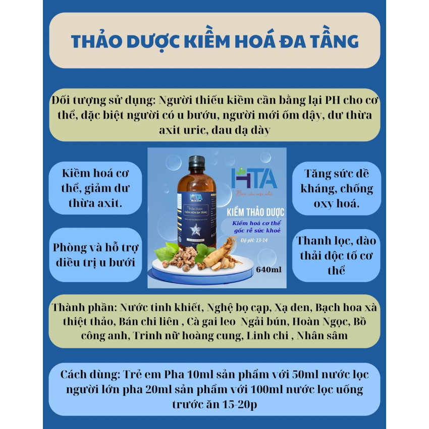 Thảo Dược Kiềm Hóa Đa Tầng HTA 640ml – Kiềm Thảo Dược HTA Chính Hãng