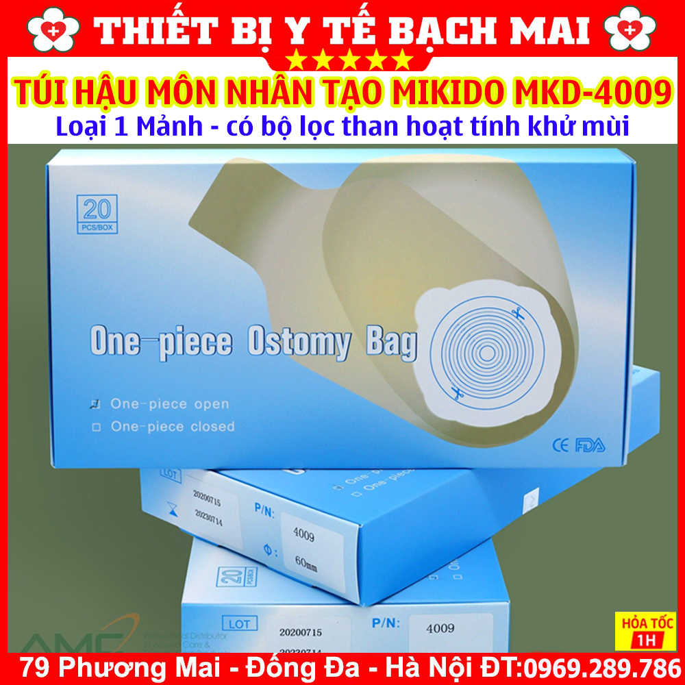 Túi Hậu Môn Nhân Tạo 1 Mảnh MiKiDo MKD-4009 Có Bộ Lọc Than Hoạt Tính Khử Mùi Kẹp Rời - Hộp 20 Túi Túi Hậu Môn Nhân Tạo 1 Mảnh MiKiDo MKD-4009 Có Bộ Lọc Than Hoạt Tính Khử Mùi Kẹp Rời - Hộp 20 Túi