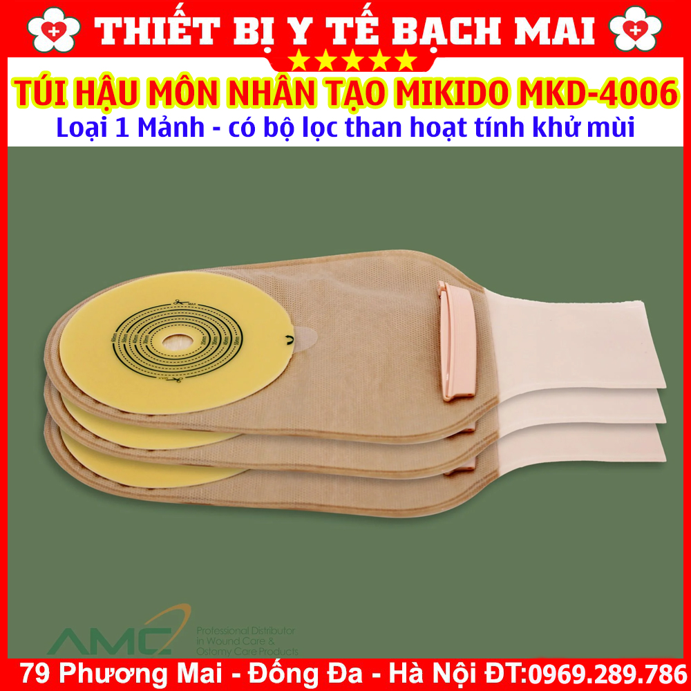 Túi Hậu Môn Nhân Tạo 1 Mảnh MiKiDo MKD-4006 Có Bộ Lọc Than Hoạt Tính Khử Mùi, Kẹp Rời - Hộp 20 Túi Túi Hậu Môn Nhân Tạo 1 Mảnh MiKiDo MKD-4006 Có Bộ Lọc Than Hoạt Tính Khử Mùi, Kẹp Rời - Hộp 20 Túi