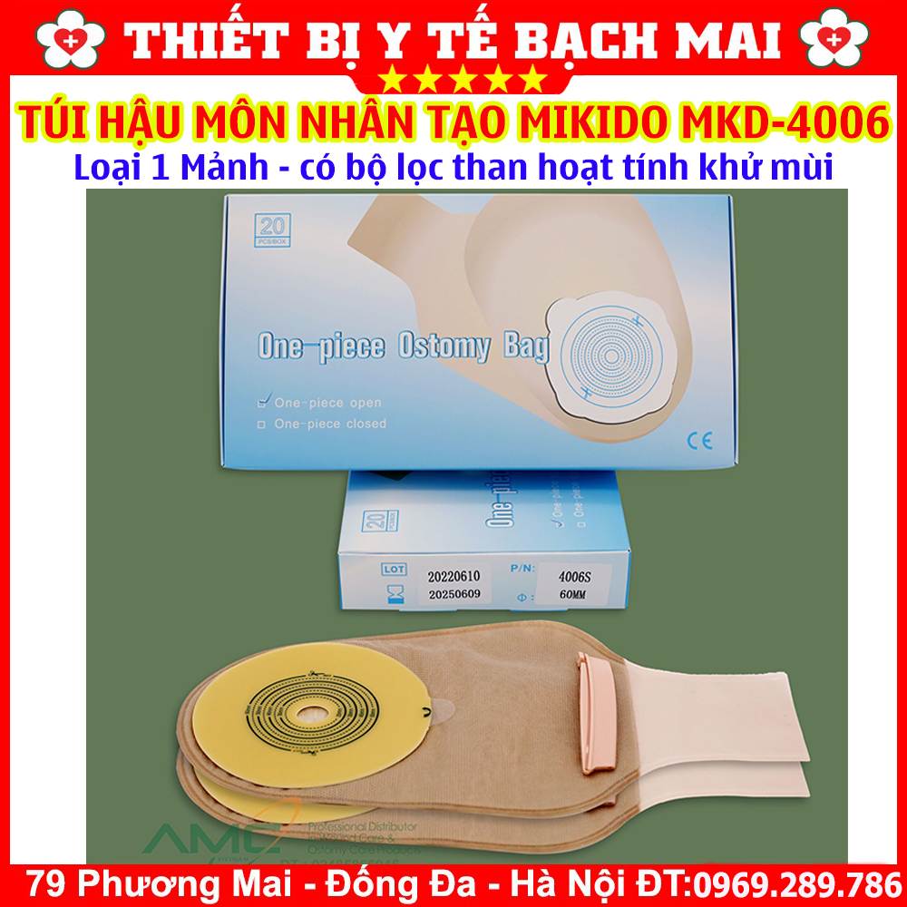 Túi Hậu Môn Nhân Tạo 1 Mảnh MiKiDo MKD-4006 Có Bộ Lọc Than Hoạt Tính Khử Mùi, Kẹp Rời - Hộp 20 Túi Túi Hậu Môn Nhân Tạo 1 Mảnh MiKiDo MKD-4006 Có Bộ Lọc Than Hoạt Tính Khử Mùi, Kẹp Rời - Hộp 20 Túi