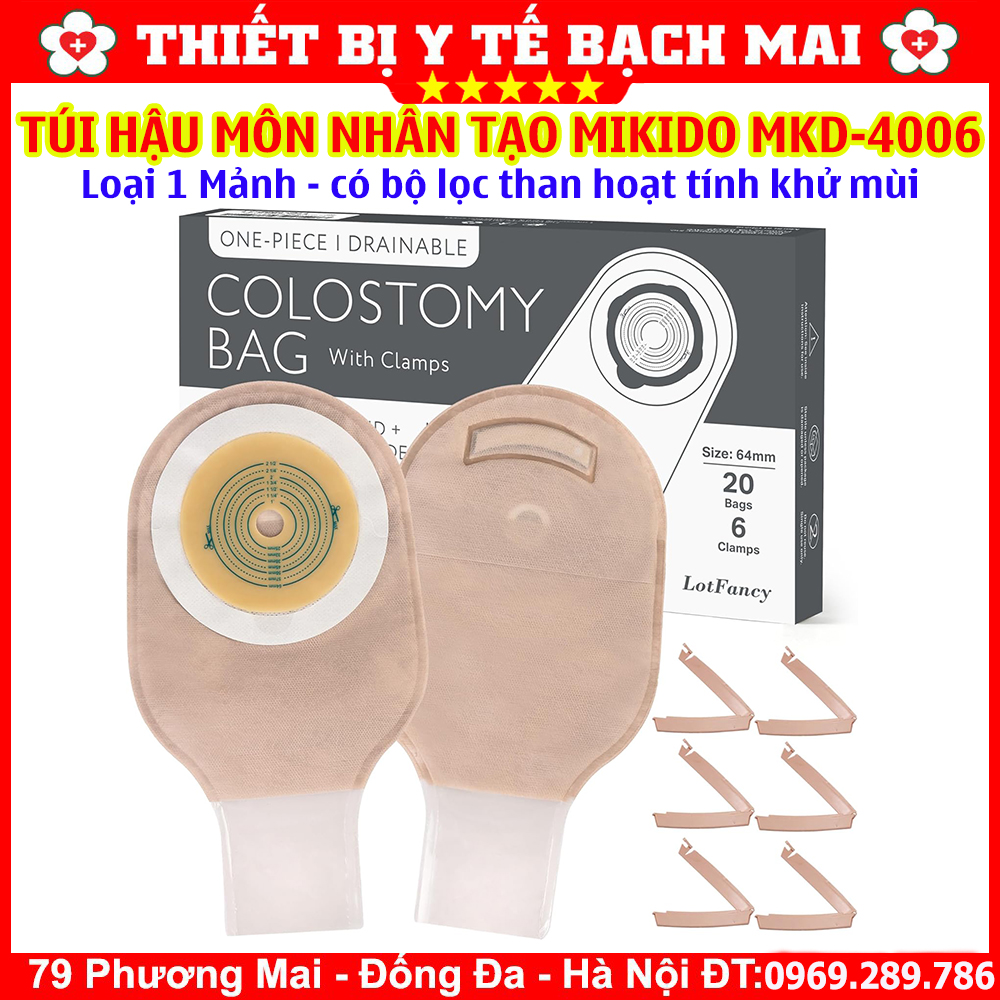 Túi Hậu Môn Nhân Tạo 1 Mảnh MiKiDo MKD-4006 Có Bộ Lọc Than Hoạt Tính Khử Mùi, Kẹp Rời - Hộp 20 Túi Túi Hậu Môn Nhân Tạo 1 Mảnh MiKiDo MKD-4006 Có Bộ Lọc Than Hoạt Tính Khử Mùi, Kẹp Rời - Hộp 20 Túi