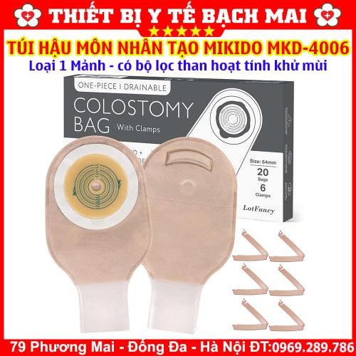 Túi Hậu Môn Nhân Tạo 1 Mảnh MiKiDo MKD-4006 Có Bộ Lọc Than Hoạt Tính Khử Mùi, Kẹp Rời - Hộp 20 Túi Túi Hậu Môn Nhân Tạo 1 Mảnh MiKiDo MKD-4006 Có Bộ Lọc Than Hoạt Tính Khử Mùi, Kẹp Rời - Hộp 20 Túi