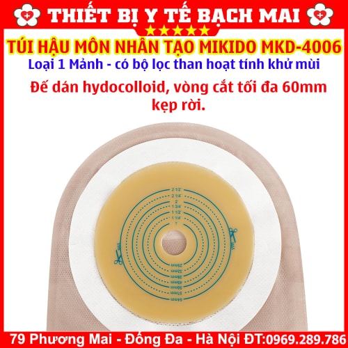 Túi Hậu Môn Nhân Tạo 1 Mảnh MiKiDo MKD-4006 Có Bộ Lọc Than Hoạt Tính Khử Mùi, Kẹp Rời - Hộp 20 Túi Túi Hậu Môn Nhân Tạo 1 Mảnh MiKiDo MKD-4006 Có Bộ Lọc Than Hoạt Tính Khử Mùi, Kẹp Rời - Hộp 20 Túi