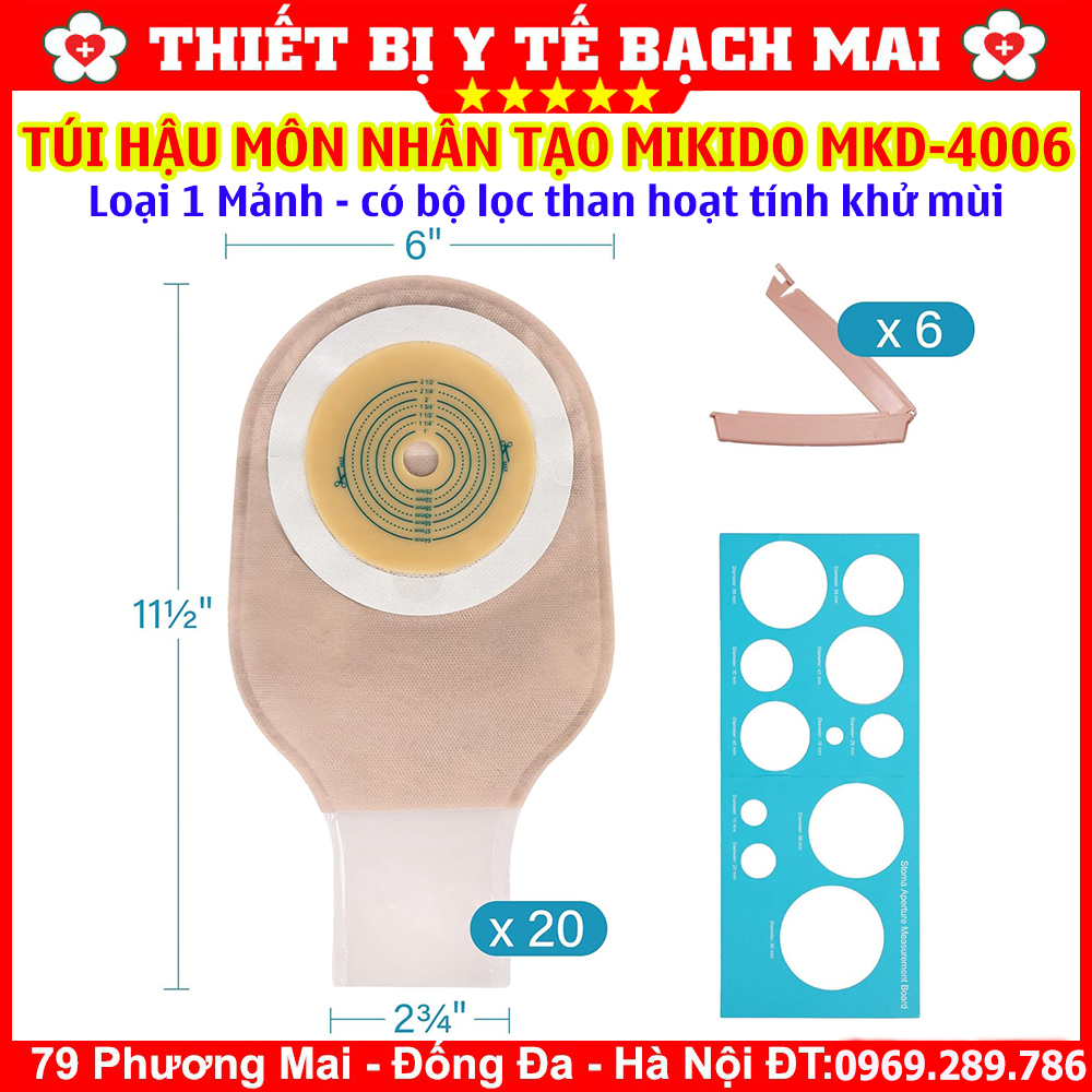 Túi Hậu Môn Nhân Tạo 1 Mảnh MiKiDo MKD-4006 Có Bộ Lọc Than Hoạt Tính Khử Mùi, Kẹp Rời - Hộp 20 Túi Túi Hậu Môn Nhân Tạo 1 Mảnh MiKiDo MKD-4006 Có Bộ Lọc Than Hoạt Tính Khử Mùi, Kẹp Rời - Hộp 20 Túi