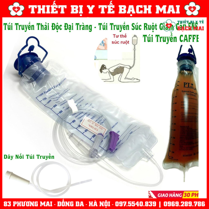 Túi Truyền Súc Ruột Thải Độc Đại Tràng Thanh Lọc Cơ Thể, Túi Cho Ăn Enema 1200ml