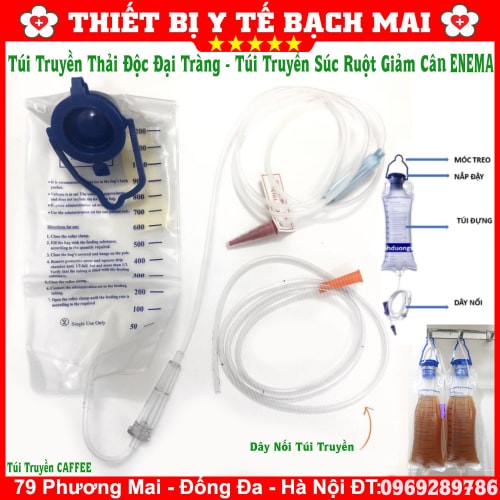 Túi Truyền Súc Ruột Thải Độc Đại Tràng Thanh Lọc Cơ Thể, Túi Cho Ăn Enema 1200ml